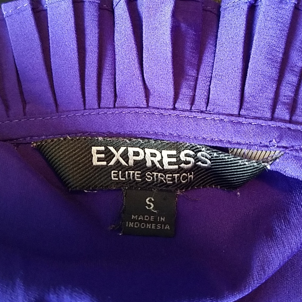 Express Dark Purple Cap-Sleeve Blouse - Picture 5 of 6